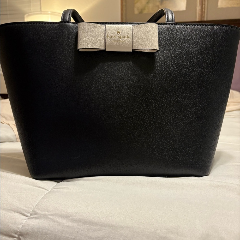 Kate Spade Robinson Street Bow Leather Ellis Tote, Black/Cream
